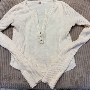 Free people Cream Long Sleeve Women's Top
